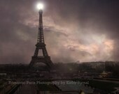 Paris Photography - Dreamy Paris Sepia, Eiffel Tower Night, Sepia Paris Prints, Romantic Paris Art, Fine Art Paris Photography 8" x 12"