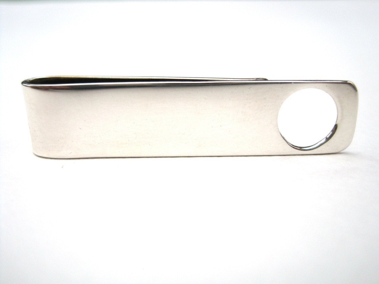 Negative Space Circle Tie Bar - Sterling Silver Geometric Tie Clip