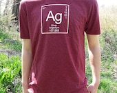 READY TO SHIP - Men's Periodic Table Silver Ag Tshirt in Medium