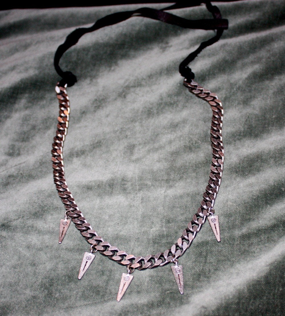Congo Tribal Spike Leather Necklace