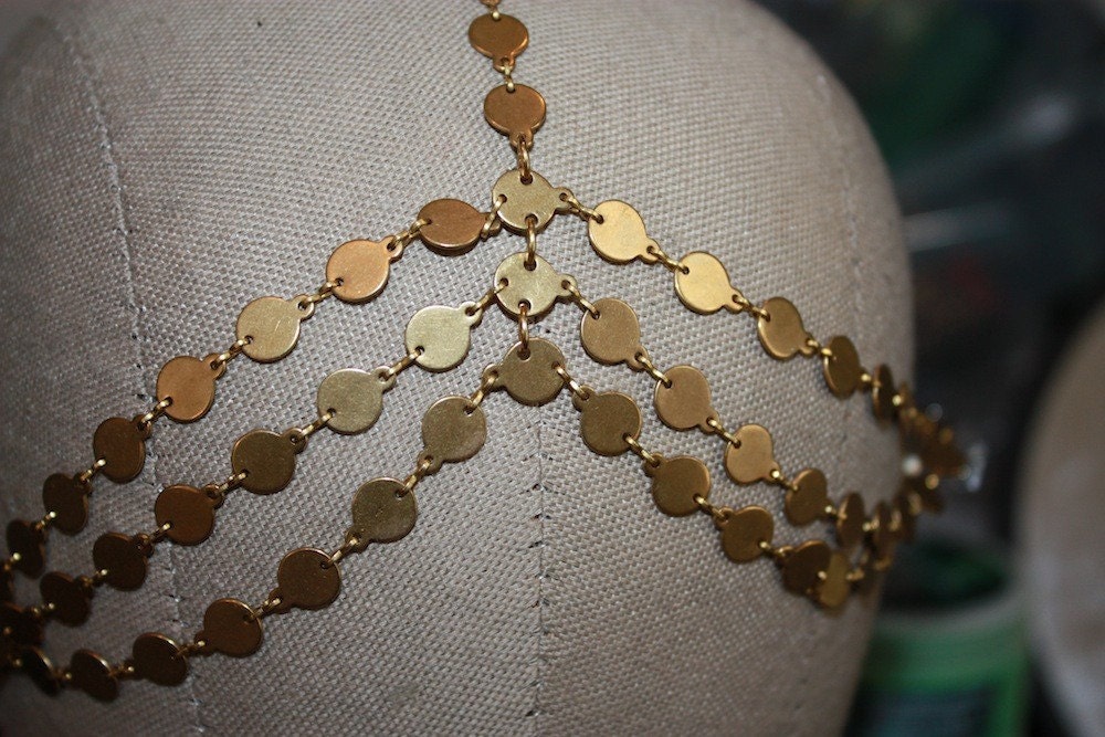 Gold Freedom 7 Strand Coin Headpiece