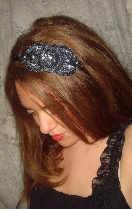Headband- RAPTURE, Rhinestone Headband, Hair, Hair accessories, Accessories, Beaded headband