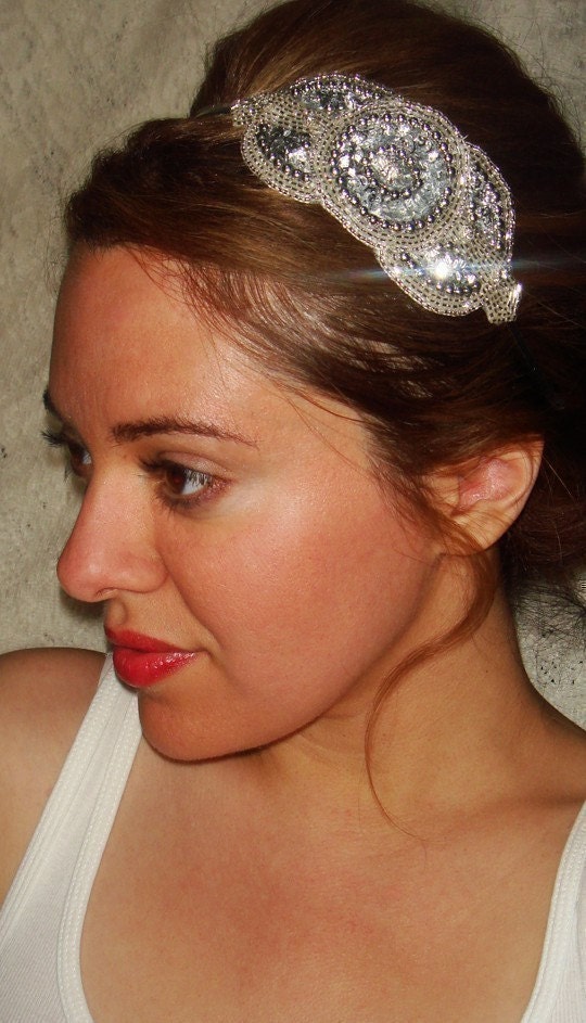 Headband- ROYALE SILVER, Rhinestone Headband,  Headband, Bridal Headpiece, Wedding, Bridal Headband,  Accessories, Sequin Headband