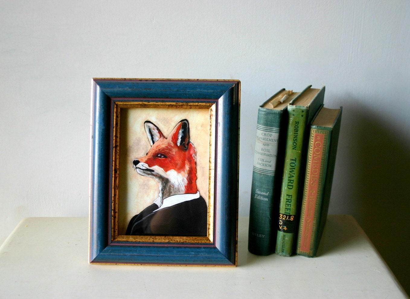 Tesla As A Fox - Framed 5x7 Captaincat Original Art Print
