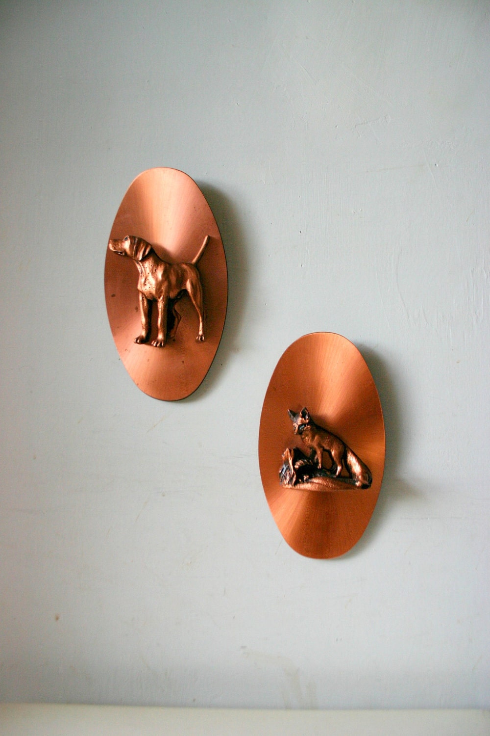 Fox and Hound Bronze Wall Hangings
