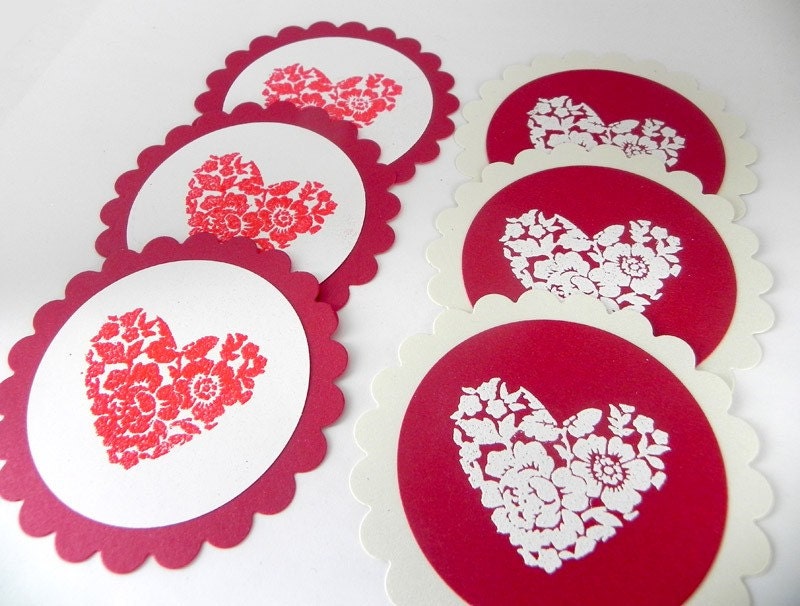 Floral Heart Tags cupcake topper