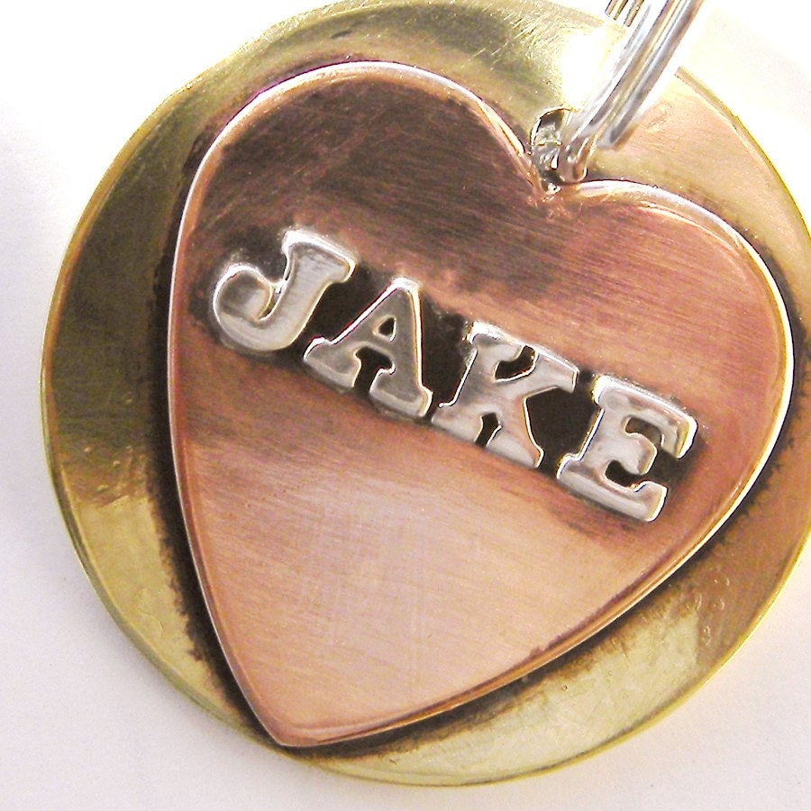 LARGE SIZE Your Pup's Name in Silver Letters Handmade Pet Tag