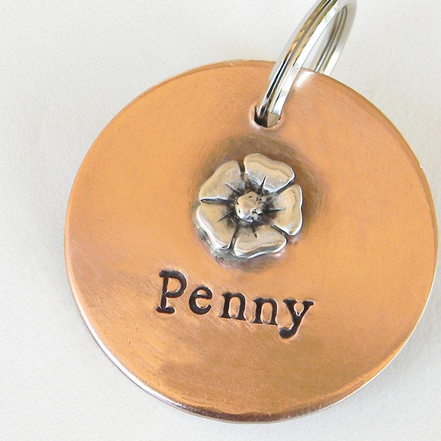 Penny, Plain and Simple - Sterling and Copper Pet Tag - Handmade Dog Tag in Three Sizes