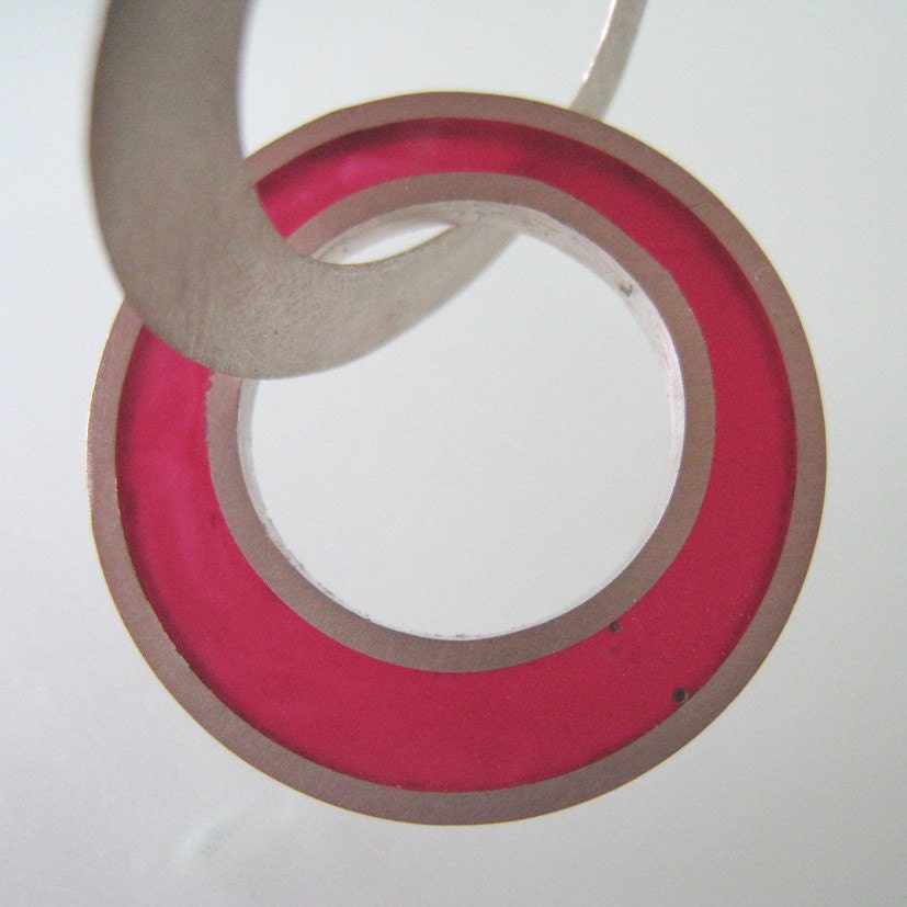 Red and Silver Loop Earrings