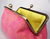 Pretty Pink and Yellow Clutch Purse