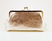 Silver Crinkle and Raspberry Clutch Purse Bag Medium