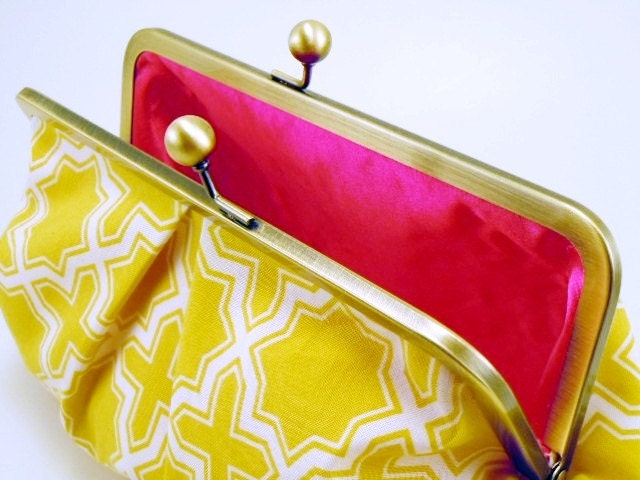 Clutch Purse in Yellow Graphic Design