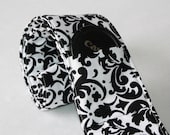Monogramming Included Wide Camera Strap for DSL camera white and black damask print with lens cap pocket
