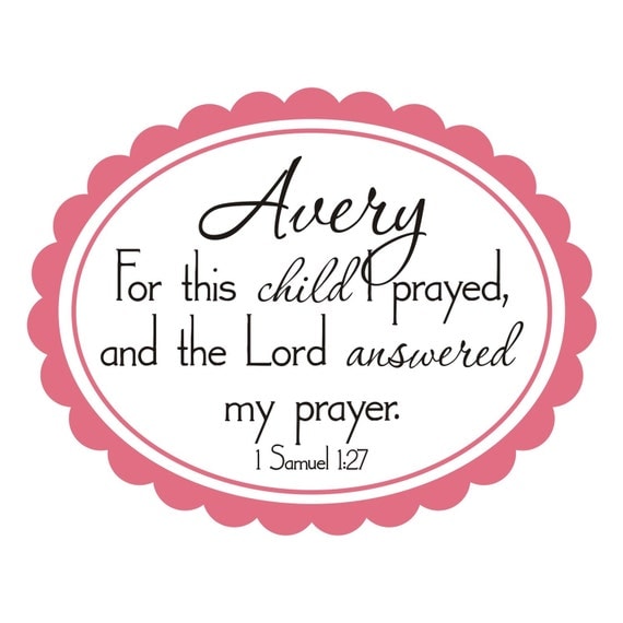 Scallop Oval Name with For This Child I Prayed Bible Verse Vinyl Wall Decal