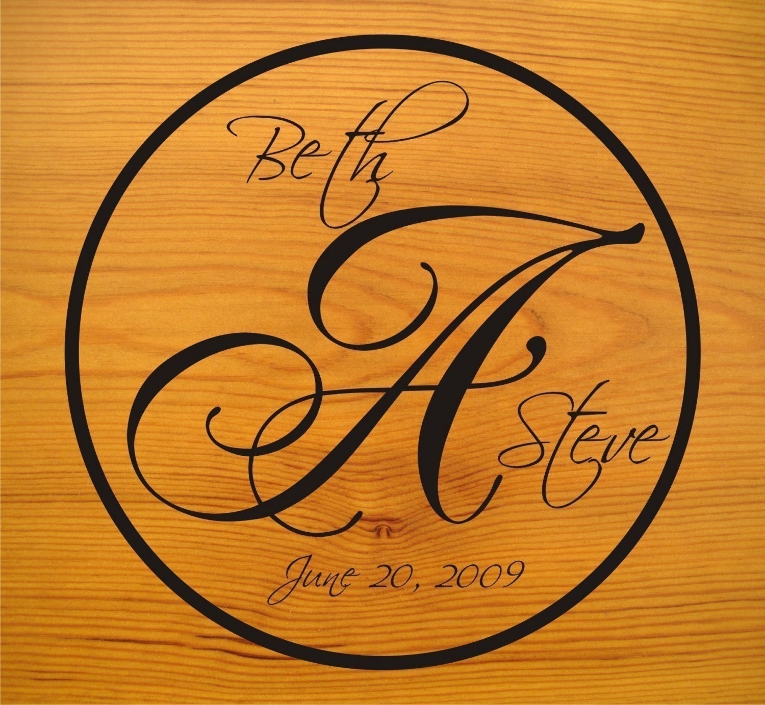 LARGE 36 inch Dance Floor Wedding Couple Monogram Vinyl Decal - Classic (W-001b)
