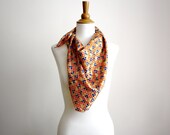 1960s vintage head scarf in orange and blue