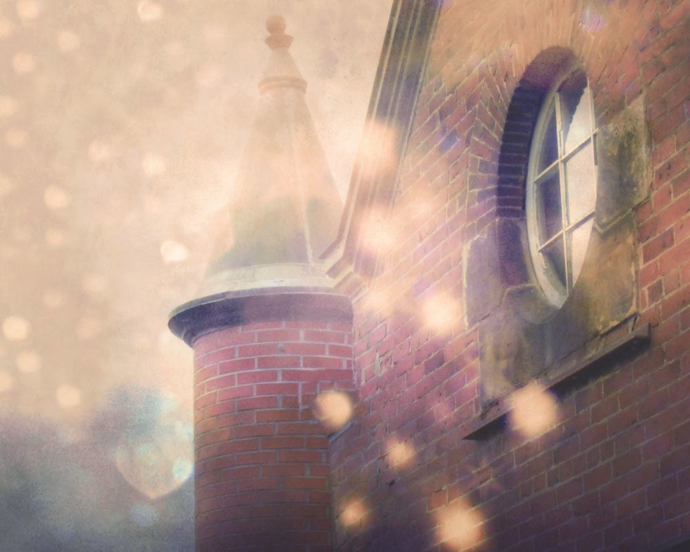 Dreamy magical castle, purple aubergine towers, surreal, magical, home decor wall art  - Le Chateau 8 x 10