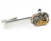 Steampunk Vintage Watch Movement Tie Bar Alligator Clip