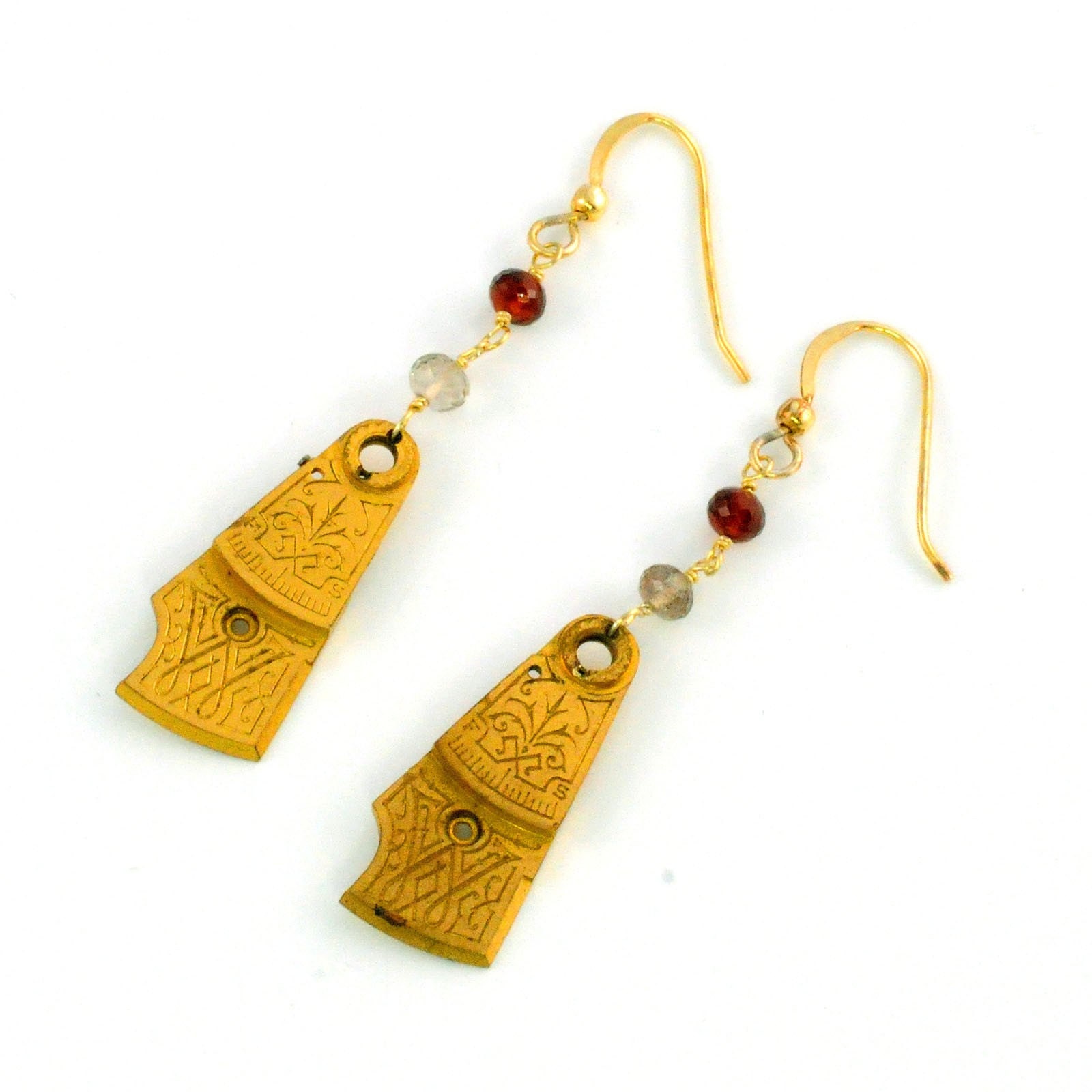 Antique 1870's Waltham Watch Multi Stone Vermeil Earrings