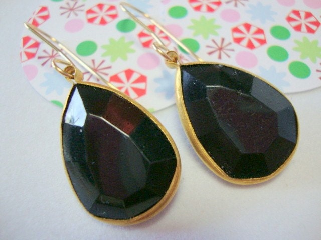Vintage Black Beaded Earrings