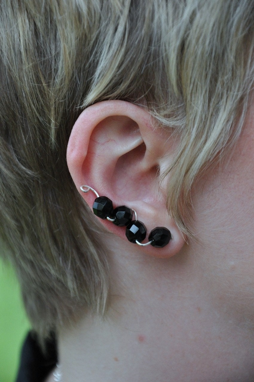 Bold Black Ear Pins Vines