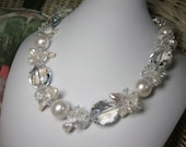 Bold Pearls and Crystals Annie Crystal in White Bridal Necklace Formal Occasion Wedding Jewelry