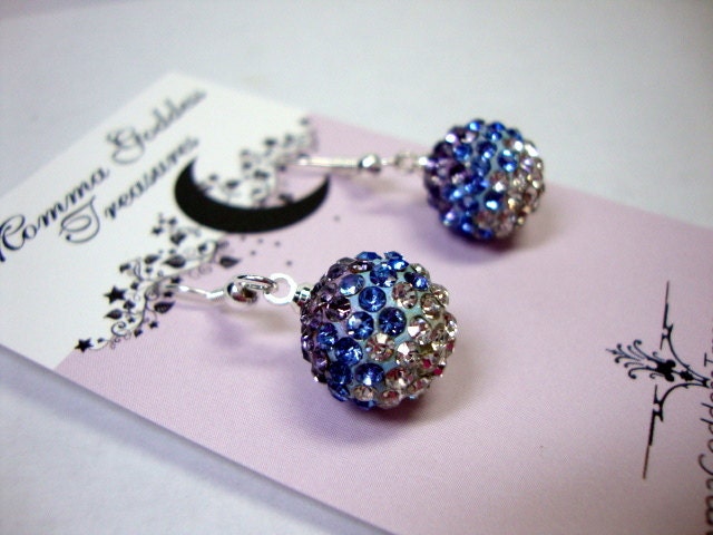 Purple Aqua Crystal Earrings