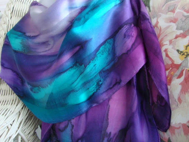 Scarf, Silk, Women, Hand Dyed Northern Lights Hand Dyed Silk Scarf