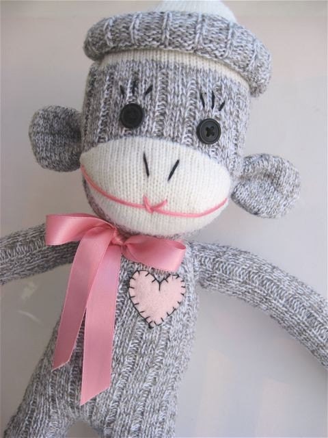 Sock Monkey Pink Ribbon for Breast Cancer