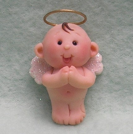Sweet Baby Guardian Angel pin, magnet, pendant or bow center