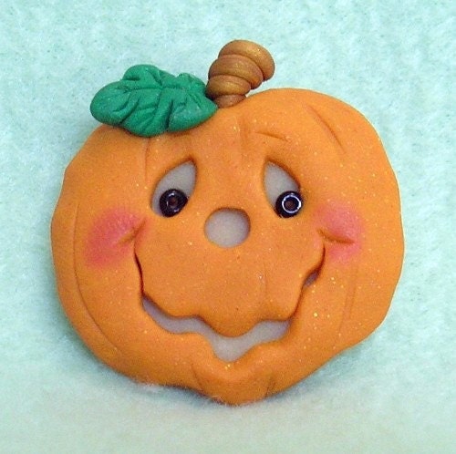 Funny Glow in the dark Pumpkin Pin, Magnet, or Pendant - Buttonwilloe