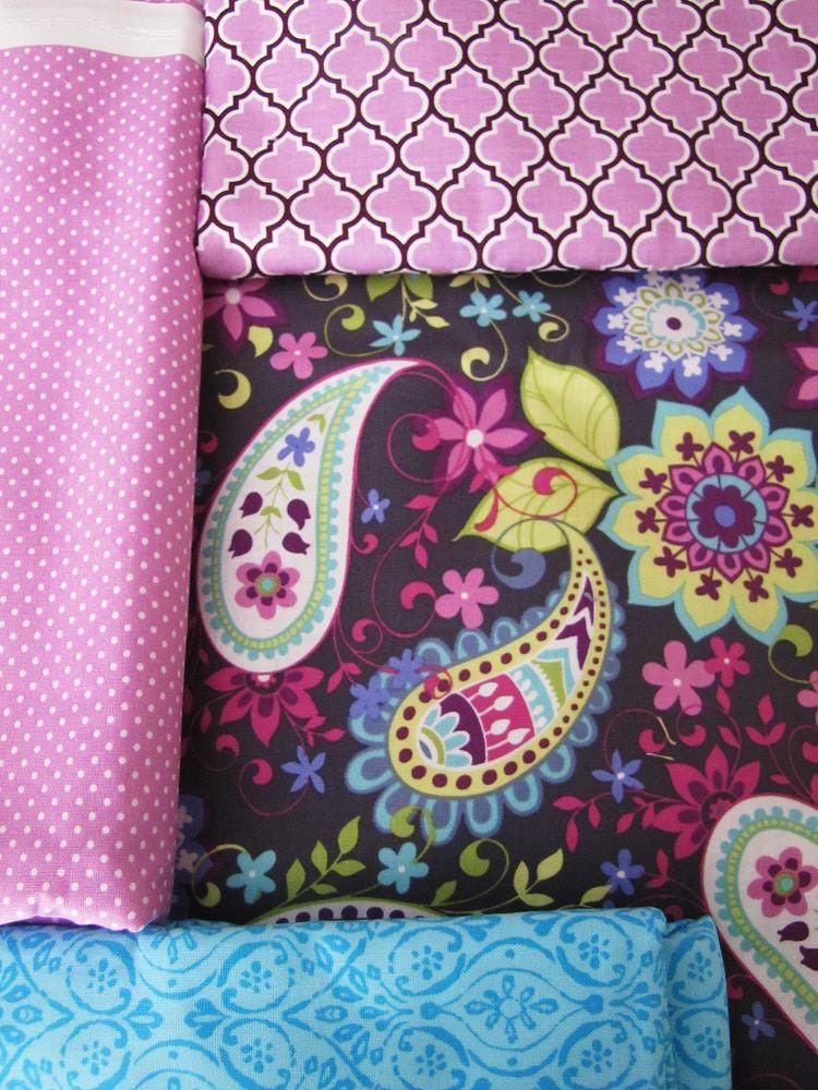 Pretty Paisley baby bedding with bumper set , fitted sheet and crib skirt    custom made to order