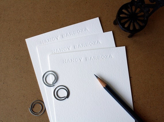 Personalized Letterpress Stationery - Blind Letterpress - Set of 25