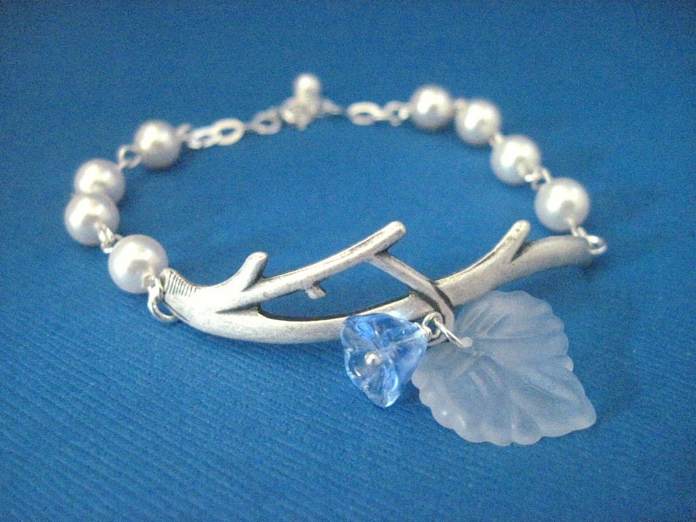 Bridal Jewelry Something Blue Silver Branch Wedding Bracelet