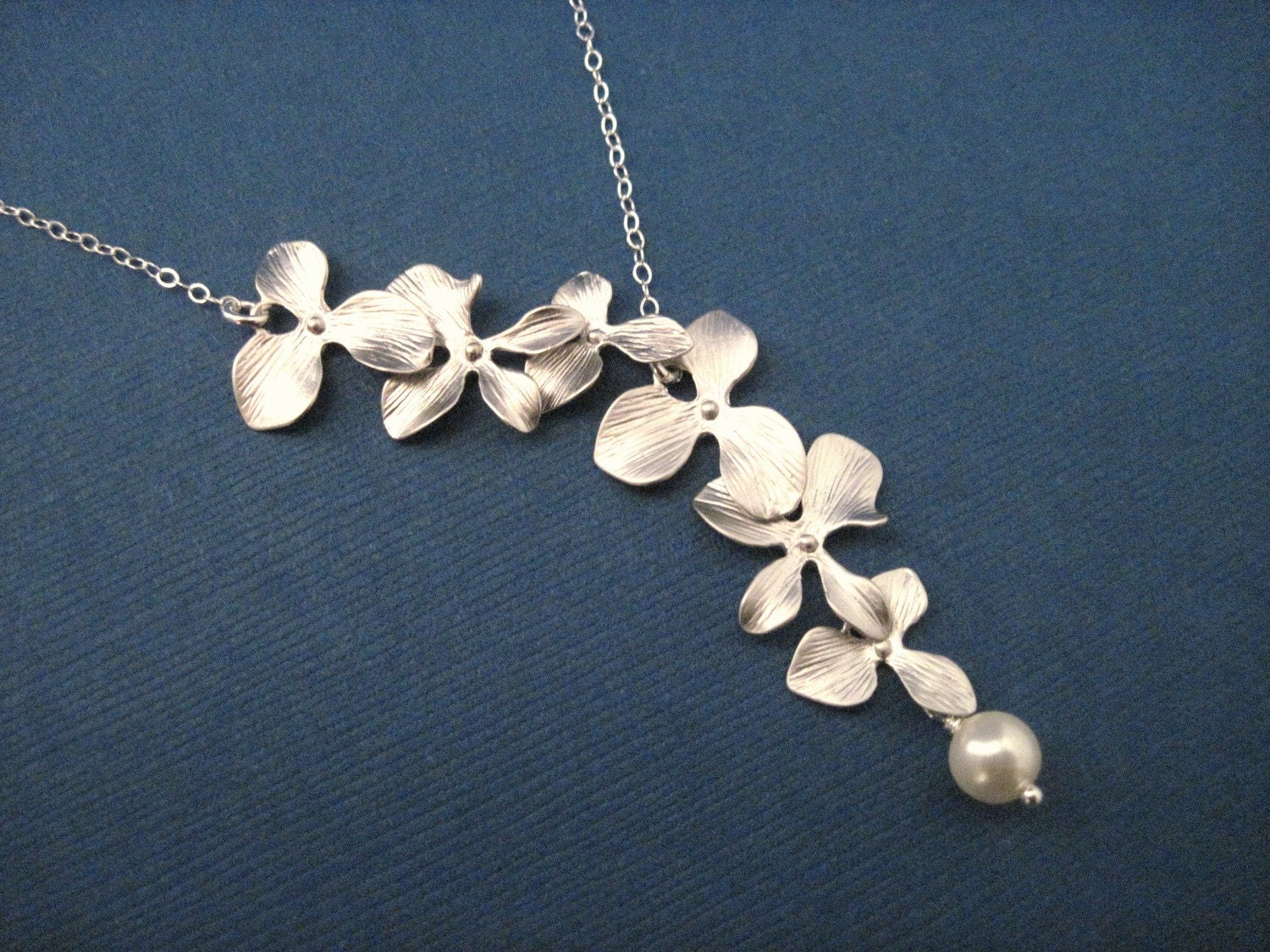 Wedding Jewelry Bridal Jewelry Silver Orchid Wedding Necklace Heather