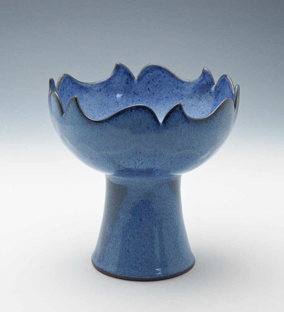 Sky Blue 'Wave' Centerpiece/Fruit Bowl/Candle Holder