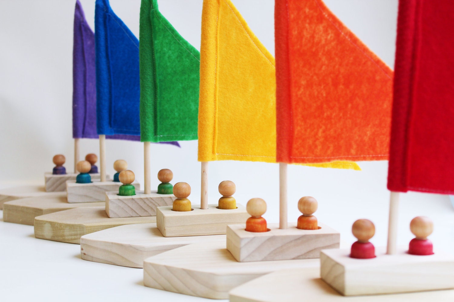 Rainbow Regatta - Choose Your Color - A Montessori and Waldorf Inspired Pretend Play and Sailing Toy