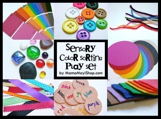 Sensory Color Sorting Playset - Montessori and Waldorf Inspired Color and Sensory Learning Materials