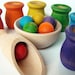 Colored Cups and Balls - A Montessori and Waldorf Inspired Wooden Materials Matching and Motor Skills Toy
