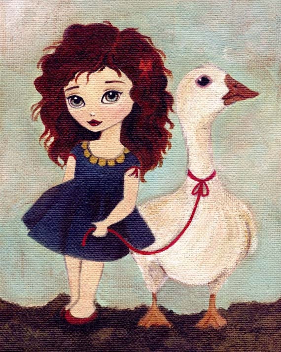 Nursery Art, Children's Art, Girls Room Art, Nursery Art Girl, Girl Art Print, Kids Rooms, Nursery Decor, Poster - Goose Friend 8x10 Print