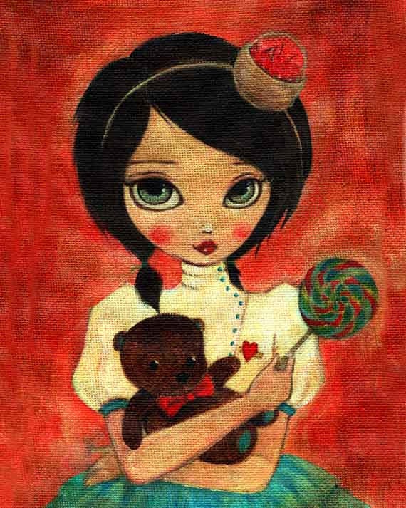 Girl Art Print, Children's Art, Girls Room Art, Poster, Girls Room Decor, Cute, Whimsical, Candy, Art for Girls - Dollipop 8x10 Print