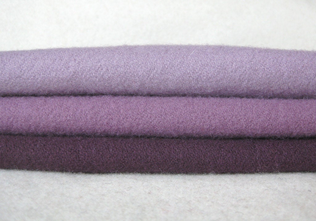 Felted Wool Fabric In a Variety of Plum Tones Number 2812