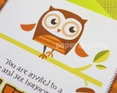 Owl Invitation for birthday or baby shower party boy neutral, Invite or Thank You Card Printable PDF or JPG