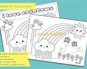 Rainbow Party Printable Decoration or Coloring Sheet Backdrop Printable Wall Decor  3 x 4 feet - Editable Text Printable PDF 0116