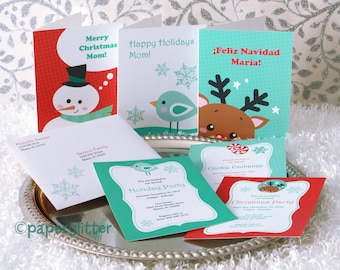 0084 Funky Holiday Invites and Cards Essentials - You change the text - printable PDF