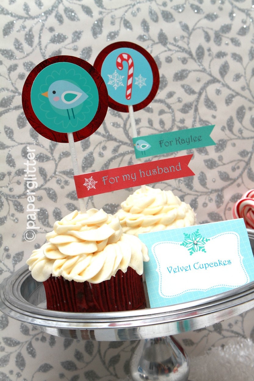 0062 Funky Holiday Dessert Table Printable Kit -You type in the text  - printable PDF