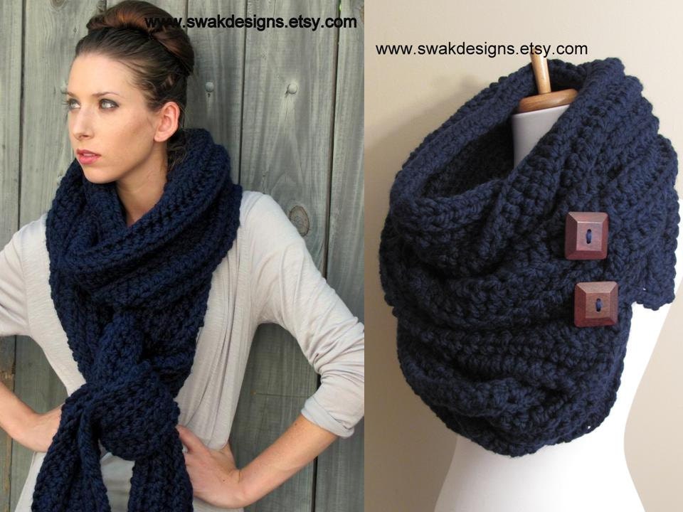 Eternity Scarf Oversized Wool Scarf Convertible Tundra Infinity Scarf Navy or CHOOSE Your Color Pinterest Favorite
