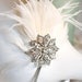 Feather Rhinestone Bridal Headband or Clip Fascinator - Ginger
