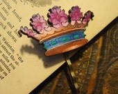 Small Crown Bobby Pin, Turquoise Violet Purple Blue, Kawaii Royal Retro Accessories by AlpineGypsy on Etsy