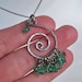Hammered sterling silver spiral teal blue green faceted glass necklace - Holiday accessories - handmade jewelry